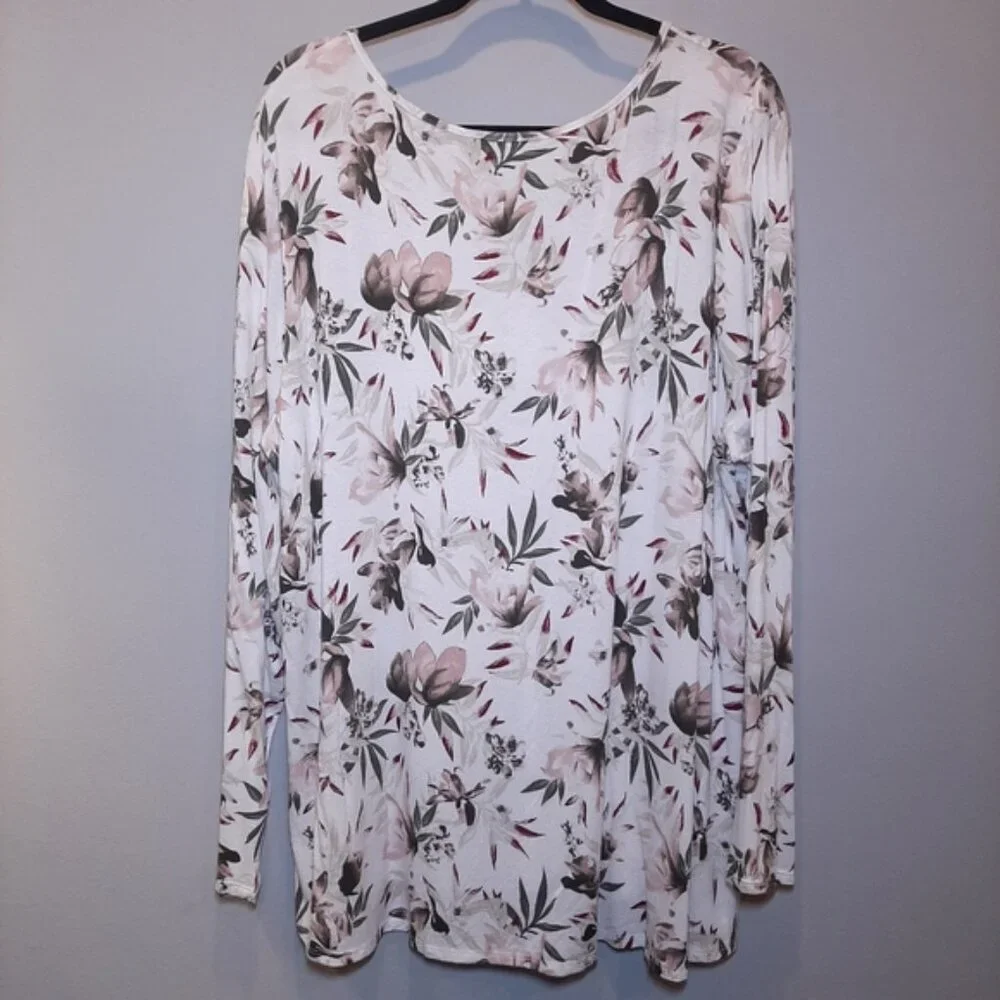 Lily Morgan Floral Long Sleeve Blouse Strappy Crossover Vneck Spring Top - Picture 8 of 10